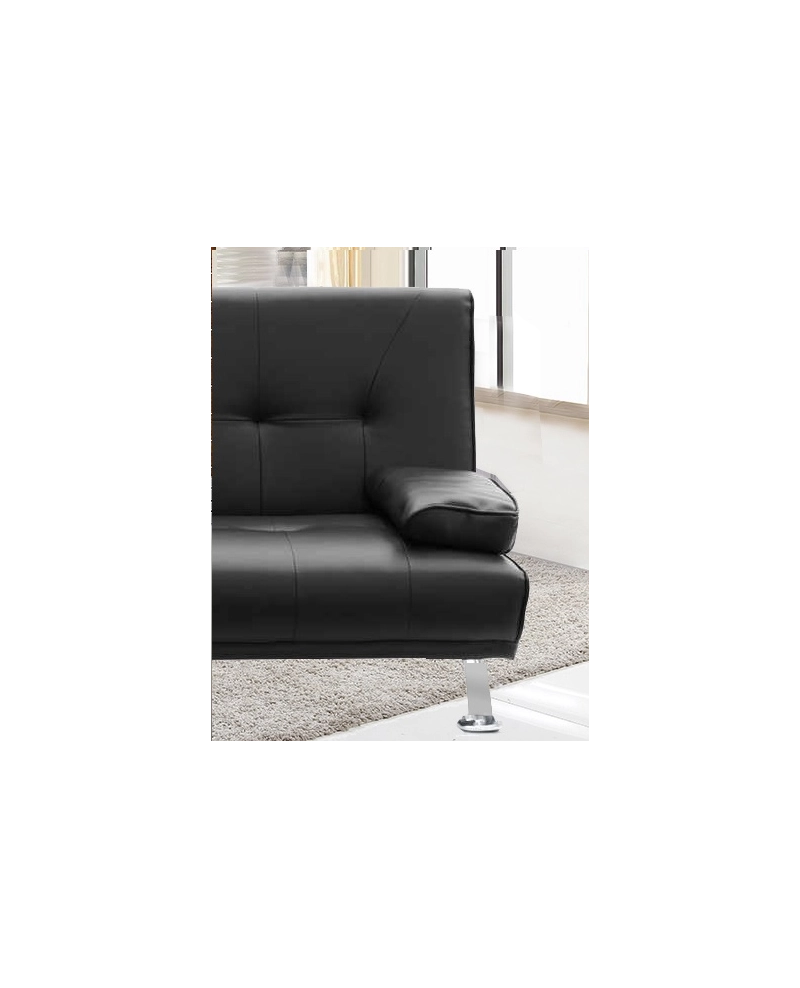 Divano letto reclinabile 3 posti ecopelle nero doppio cuscino Sicorage Kidren