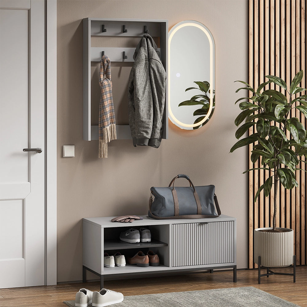 Armadio da ingresso Eliza Grigio 100 x 45 cm Set, 3 parti Vicco