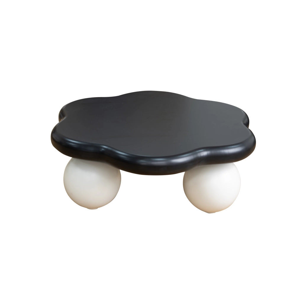 Tavolino da caffè ?80 x H35 cm design a nuvola; MDF; nero e bianco