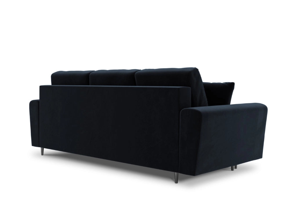 Cosmopolitan Design - Divano convertibile con contenitore "Kyoto" 3 posti in velluto blu scuro 