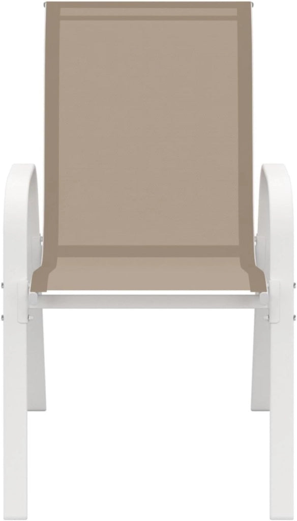 Set di 4 sedie impilabili da giardino LYMA in metallo e textilene in bianco e beige