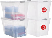 Set di 4 contenitori di plastica per archiviazione con coperchio - Grande contenitore archiviazione 60L BPA libero - Helder/Zilverkleurig manico - B395 x D58 x H365 cm