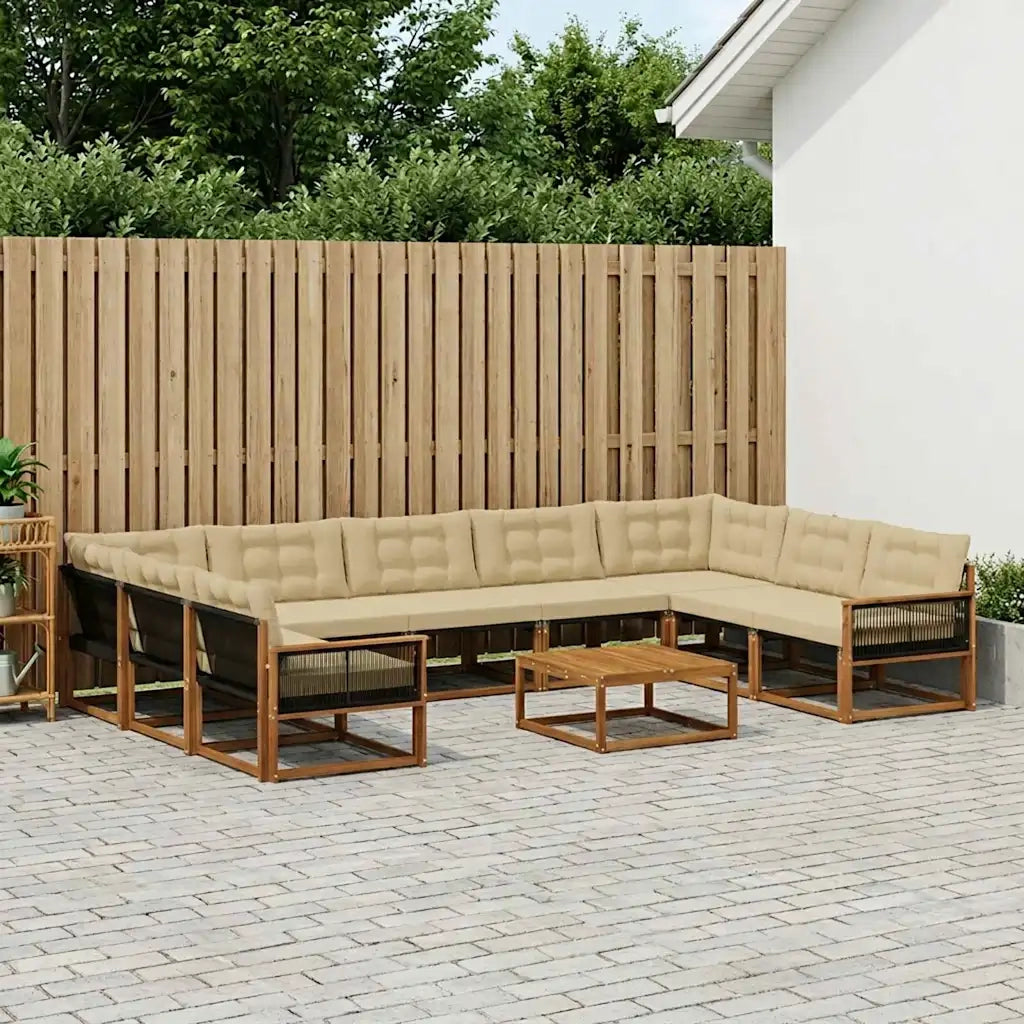Set di divani da esterno con cuscino 10 pcs Naturale e Beige 3381697