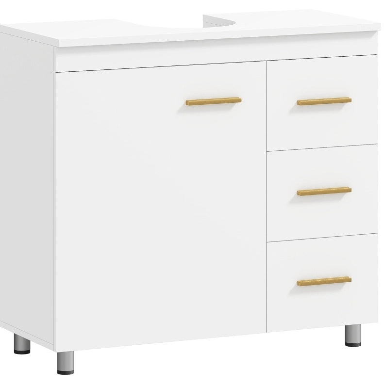 Mobile sottolavabo ULEVR 70x30x65 cm con 3 cassetti e vano a due livelli, bianco