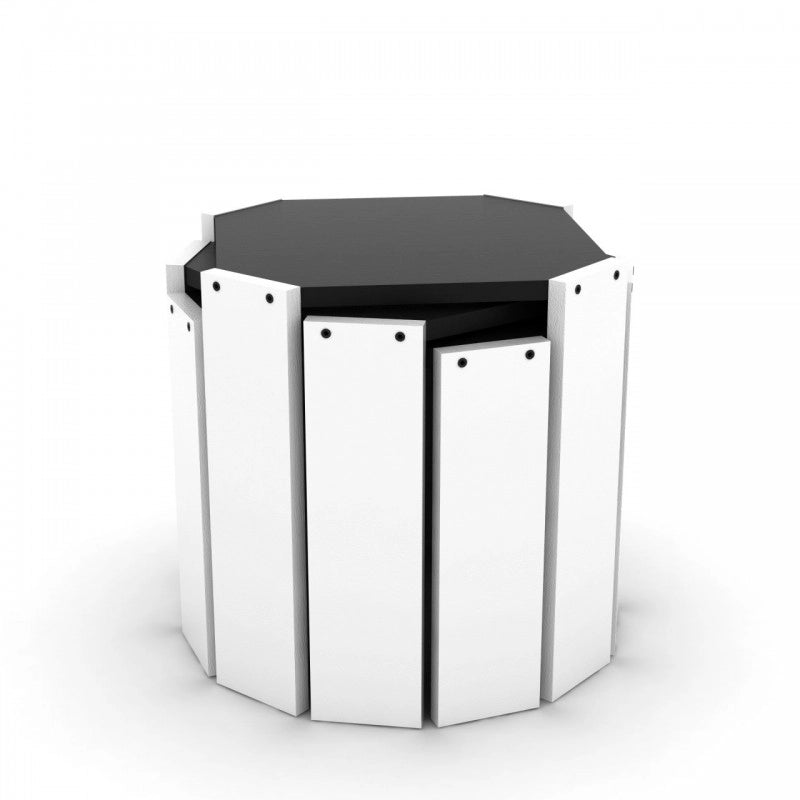 Tris tavolini richiudibili bianco piano nero multiuso EFFEZ