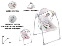 Altalena dondolo oscillante con Musica per Bambini 86x74x63 cm in Acciaio e Poliestere Baby Sweet