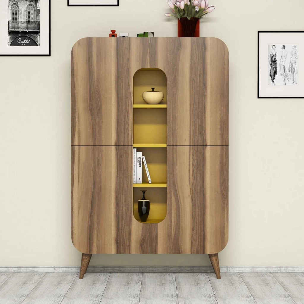 Madia Paularo, Credenza 7 Ripiani, 93x32x144h cm Marrone Noce