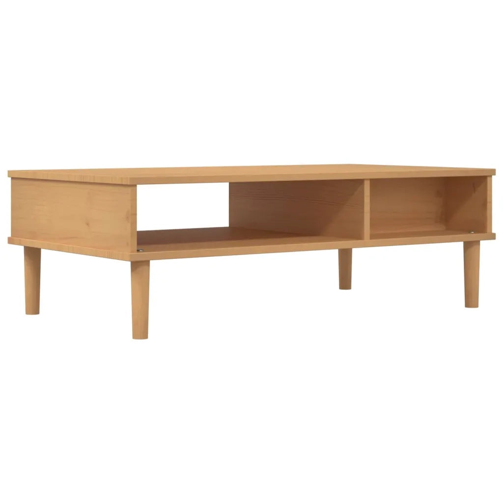 Tavolino SENJA Aspetto Rattan Marrone 100x55x33 Legno Massello 358046