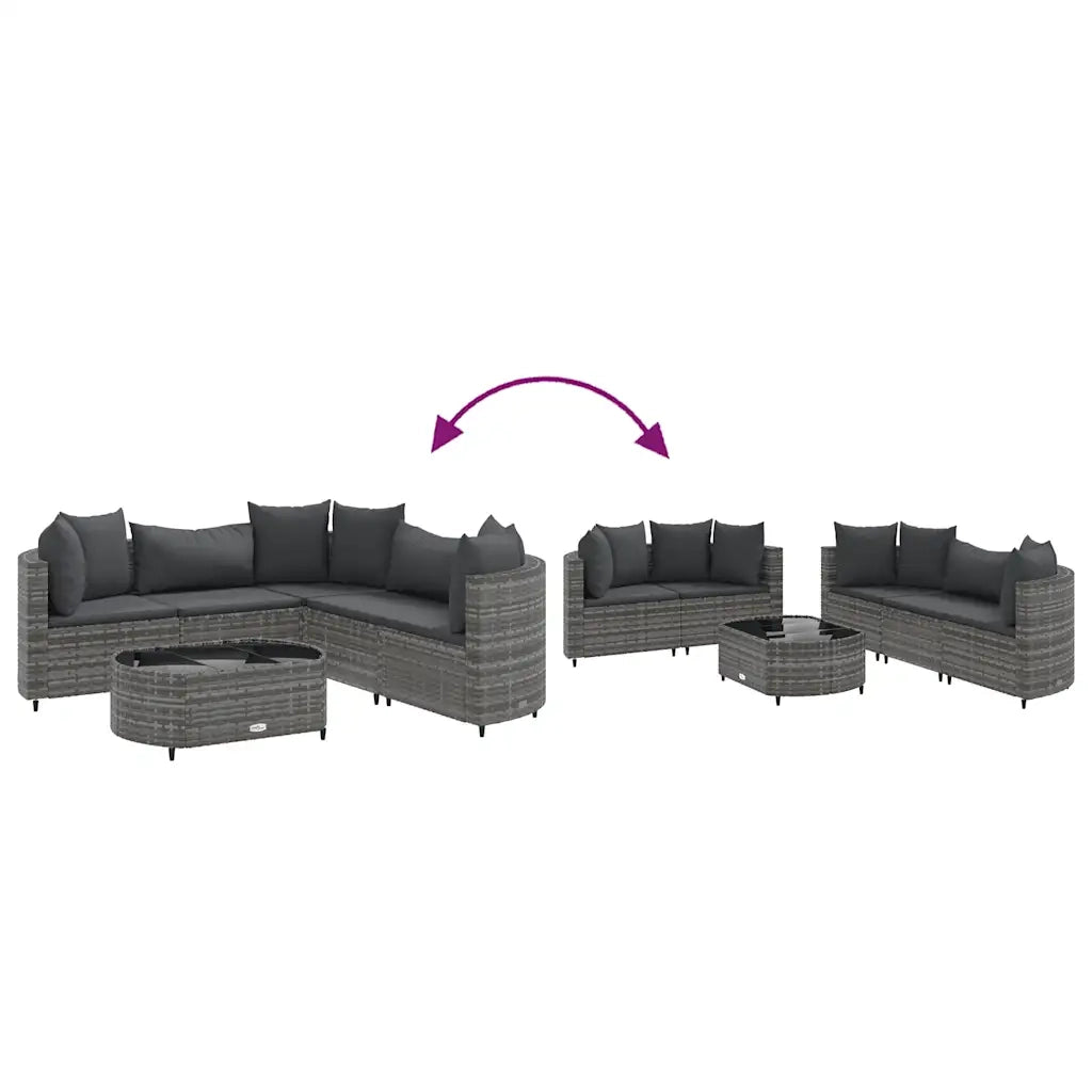 Set Divano da Giardino 6 pz con Cuscini Grigio in Polyrattan 3308394