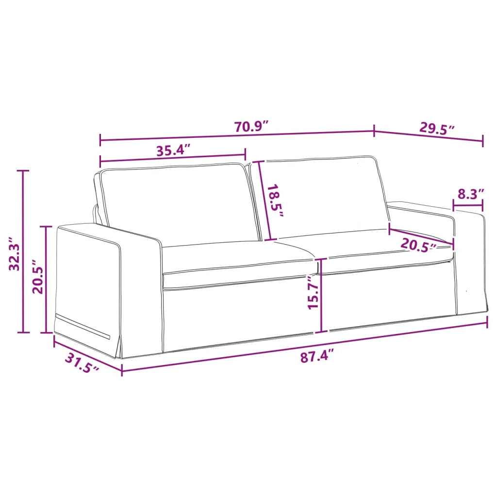 Divano Grigio scuro 222 x 80 x 82 cm Tessuto 42024398