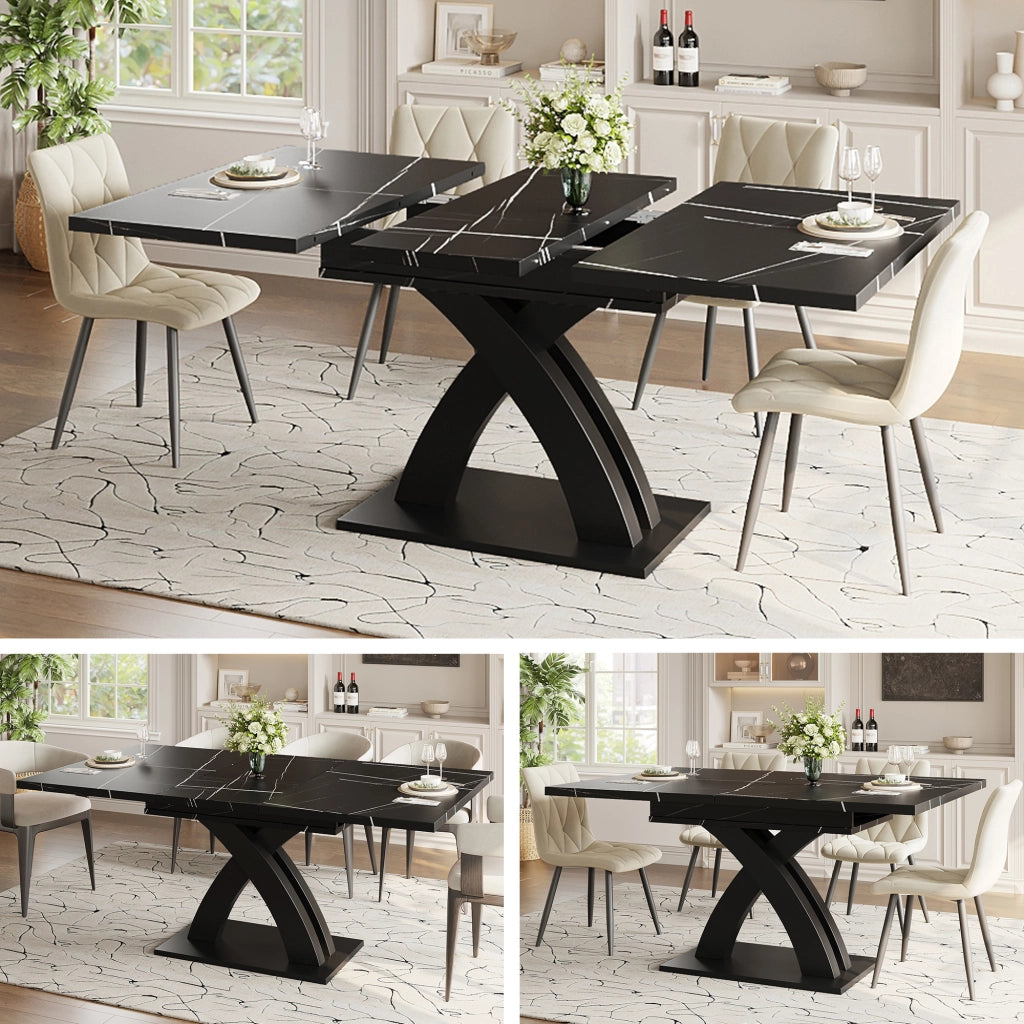 TAVOLO DA PRANZO ESTENSIBILE 120-160 x 80 x 76 cm MDF Nero