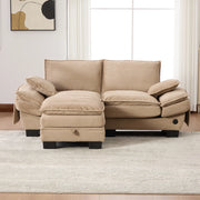 SOFA 2 posti con pouf 190x132x84 cm in tessuto corduroy khaki
