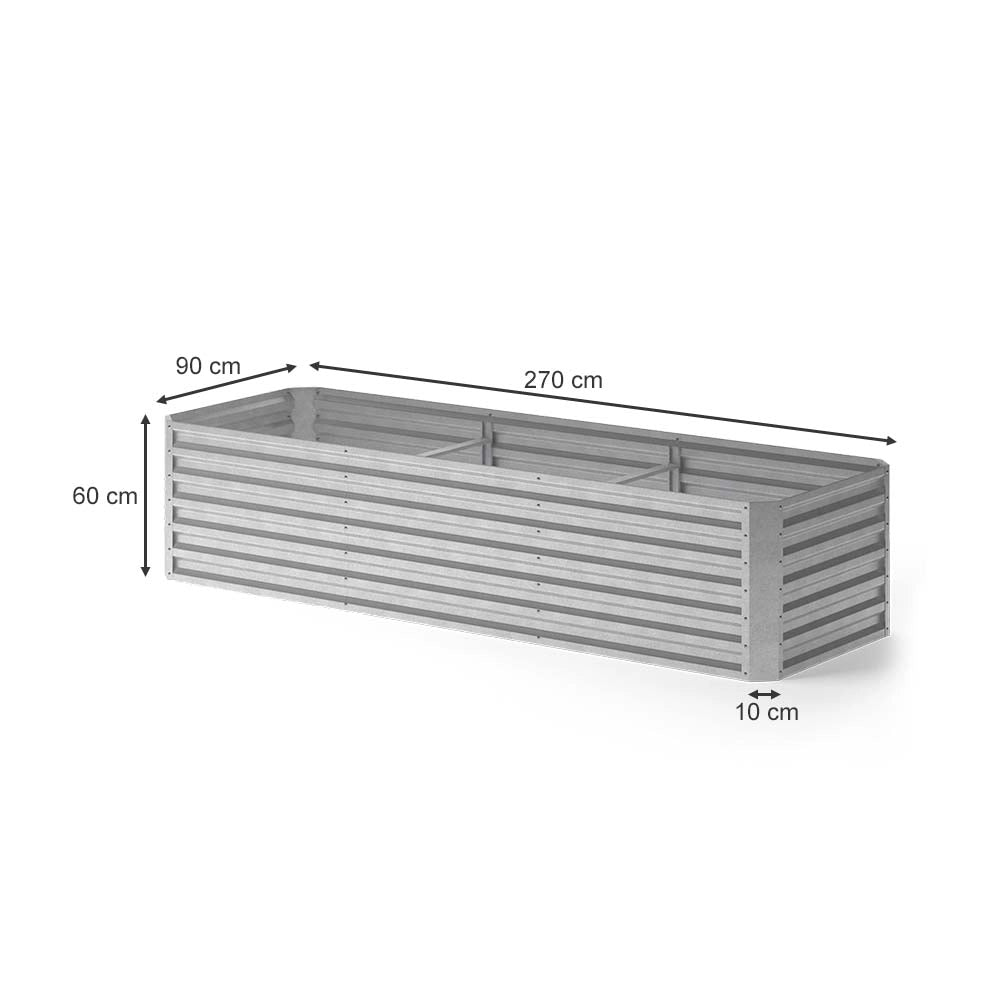 OK-Living Letto per orto rialzato Argento 270 x 90 cm
