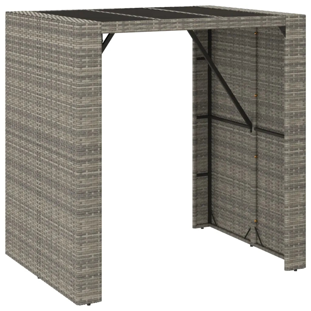 Tavolo da Bar con Piano in Vetro Grigio 105x80x110cm Polyrattancod mxl 103069