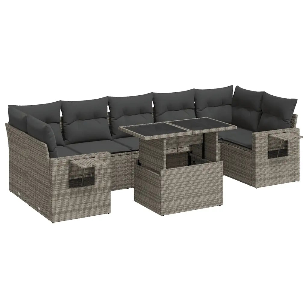 Set Divano da Giardino 8 pz con Cuscini Grigio in Polyrattan 3326441