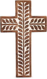 Crocifisso religioso in legno di mango per decorazione di parete - 254 cm x 1524 cm x 190 cm