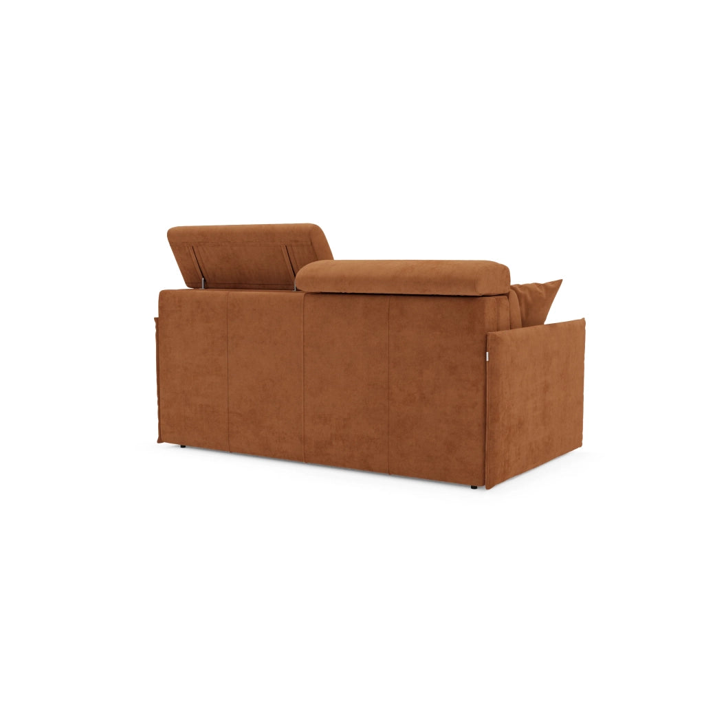 Miryam Divano letto con poggiatesta reclinabili e comfort maxi - design compatto in morbido tessuto smacchiabile T31 169 cm arancio ruggine