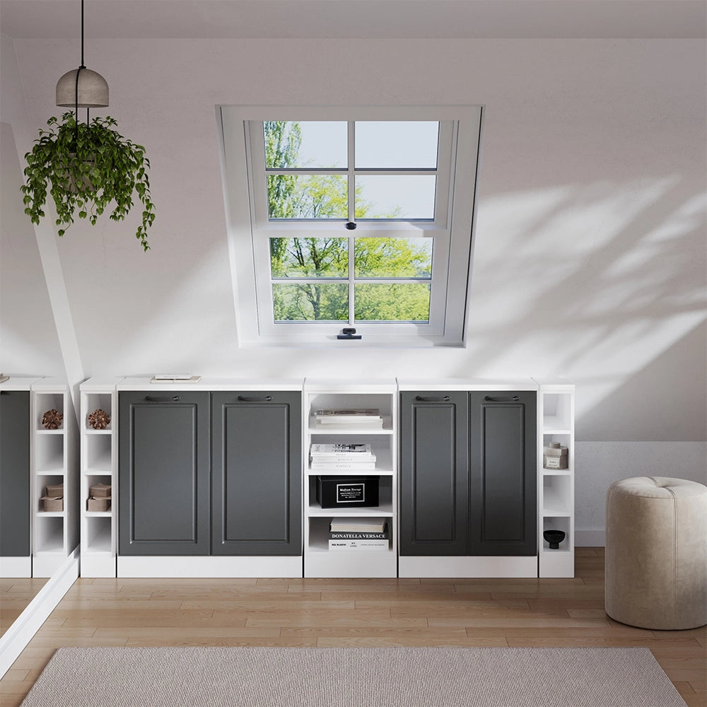 Set di mobili sottotetto Rion Antracite rustico/Bianco 210 cm Set di 5 carcasse armadio profondità 60 cm Vicco