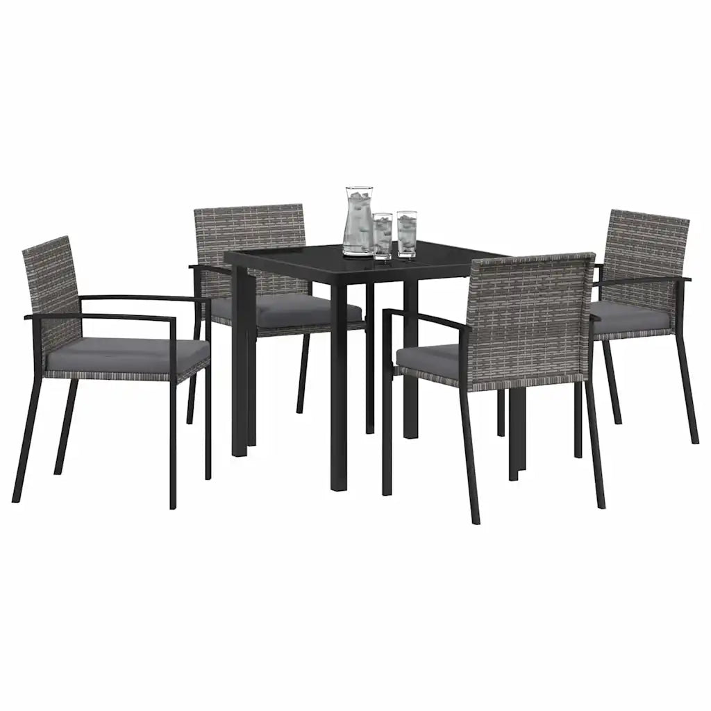 Set da Pranzo per Giardino 5 pcs Grigio