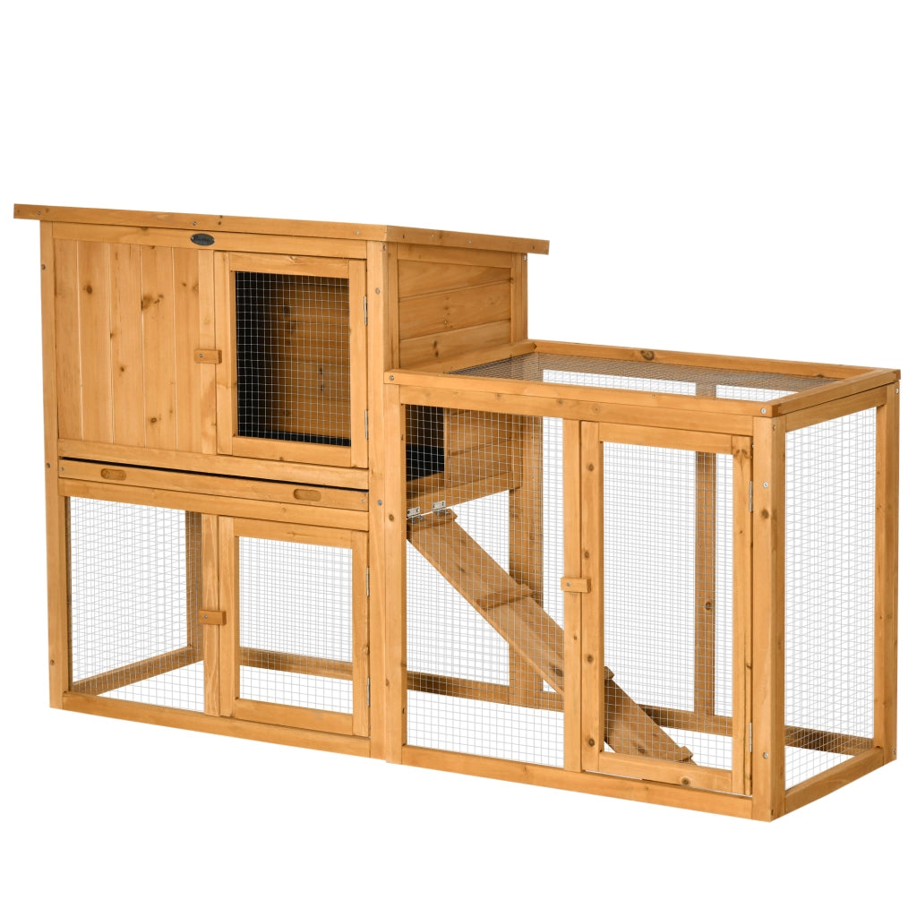 Gabbia per Animali Domestici con Recinto Esterno ¨C Zephmum ¨C Marrone 141x60x86 cm