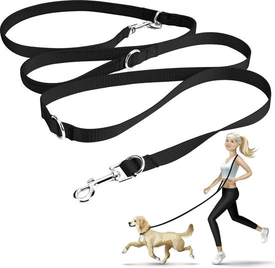Racchetta per cani doppia regolabile per cani di taglia media fino a 30 kg - 2,5 m di lunghezza - Stabile e regolabile in 3 posizioni