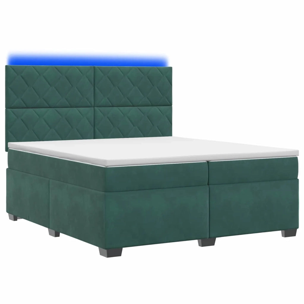 Letto box spring con materasso Verde Scuro 200 x 200 cm Velluto 3455183