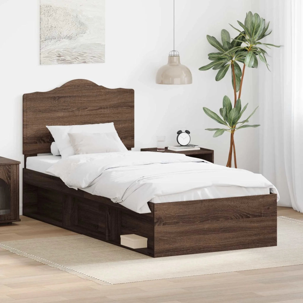 Struttura del letto Rovere Marrone 75 x 190 cm Pino massello
