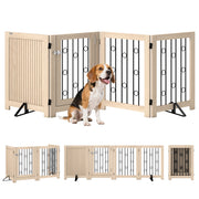 Cancello per animali domestici con porta ¨C zephmum ¨C MDF, acciaio, 4 pannelli