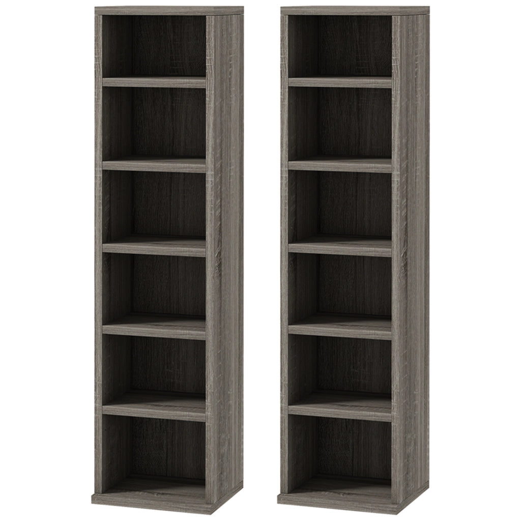 Scaffale Porta CD con Mensole Regolabili ¨C Zephmum ¨C Grigio 21x22.5x88.5 cm