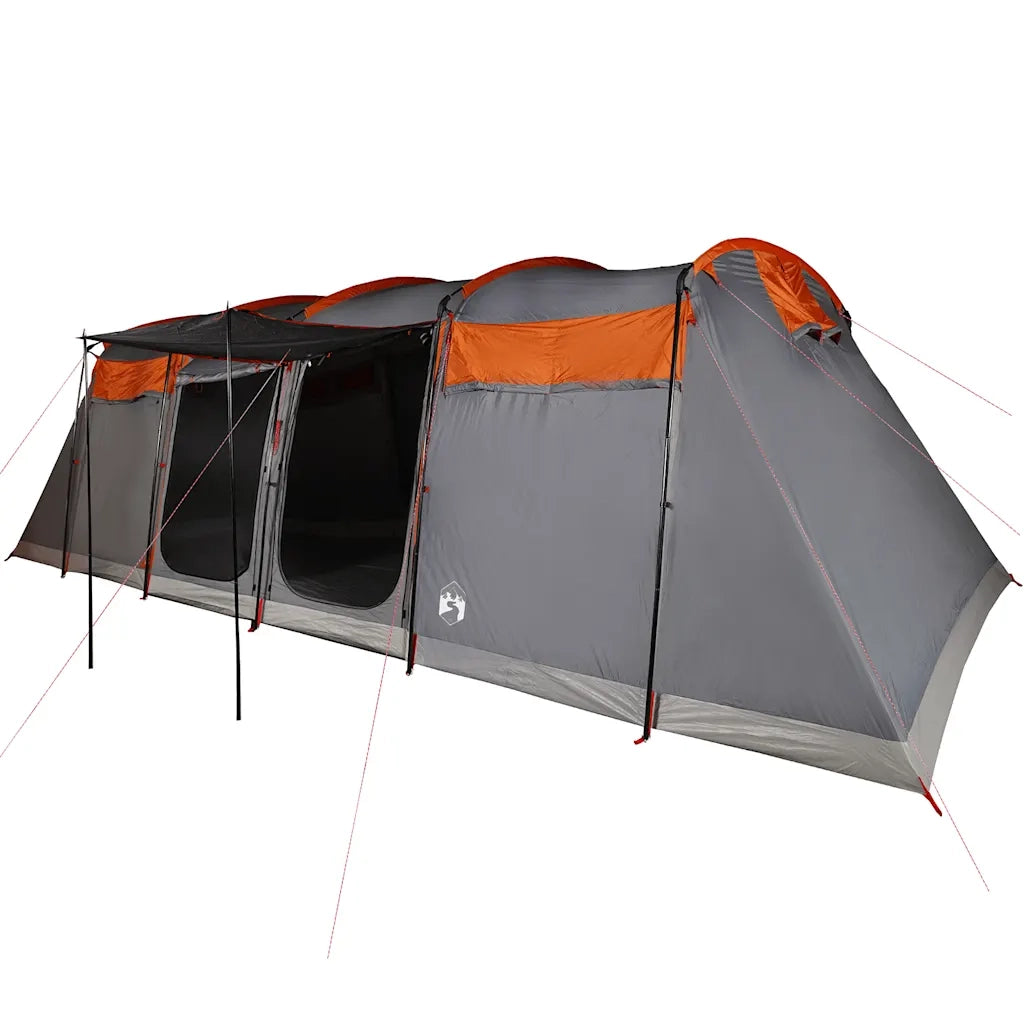 Tenda Familiare Tunnel 10 Persone Grigia Arancione Impermeabile 94621