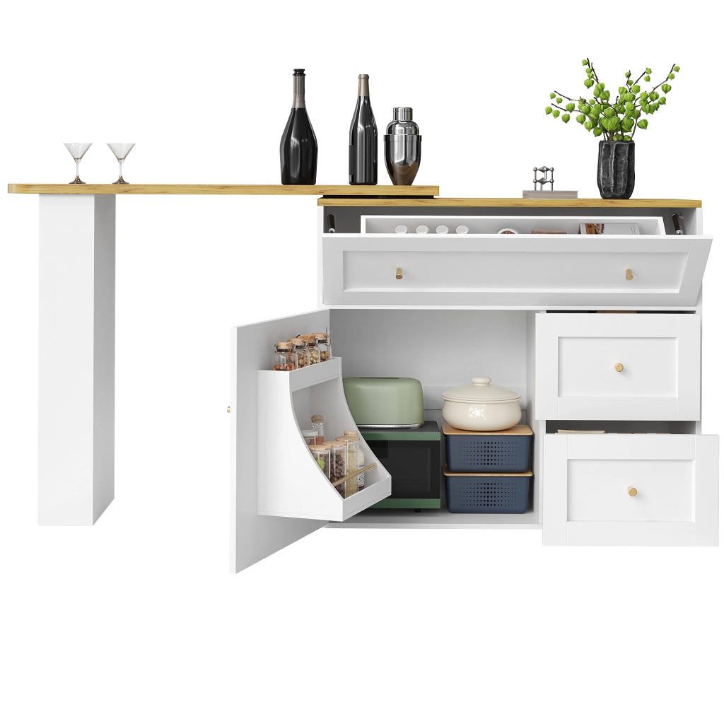 Tavolo Bar Allungabile con Vano Contenitore ¨C MINIMAL ¨C Bianco, 138-204x39x105 cm