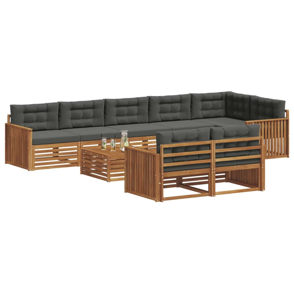 Set di divani da esterno con cuscino 9 pcs Naturale e Antracite 3373697