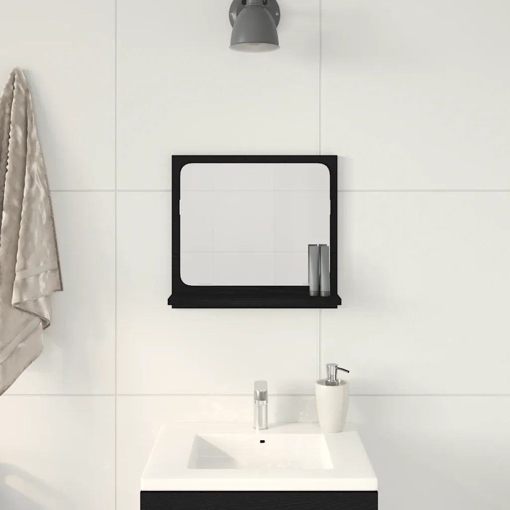 Specchio da Bagno Rovere Nero 40x10,5x37 cm Legno Multistrato 862524