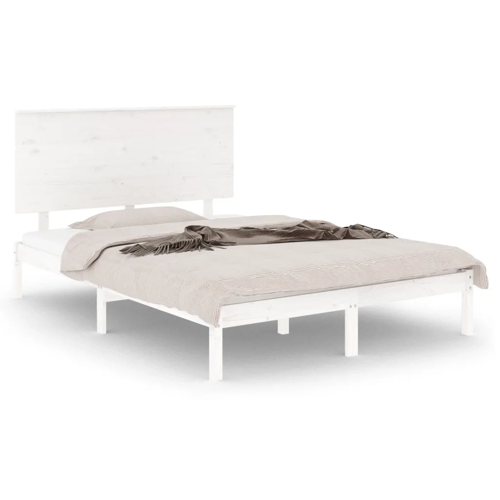 Letto senza Materasso Bianco 140x190 cm Legno Massello di Pino