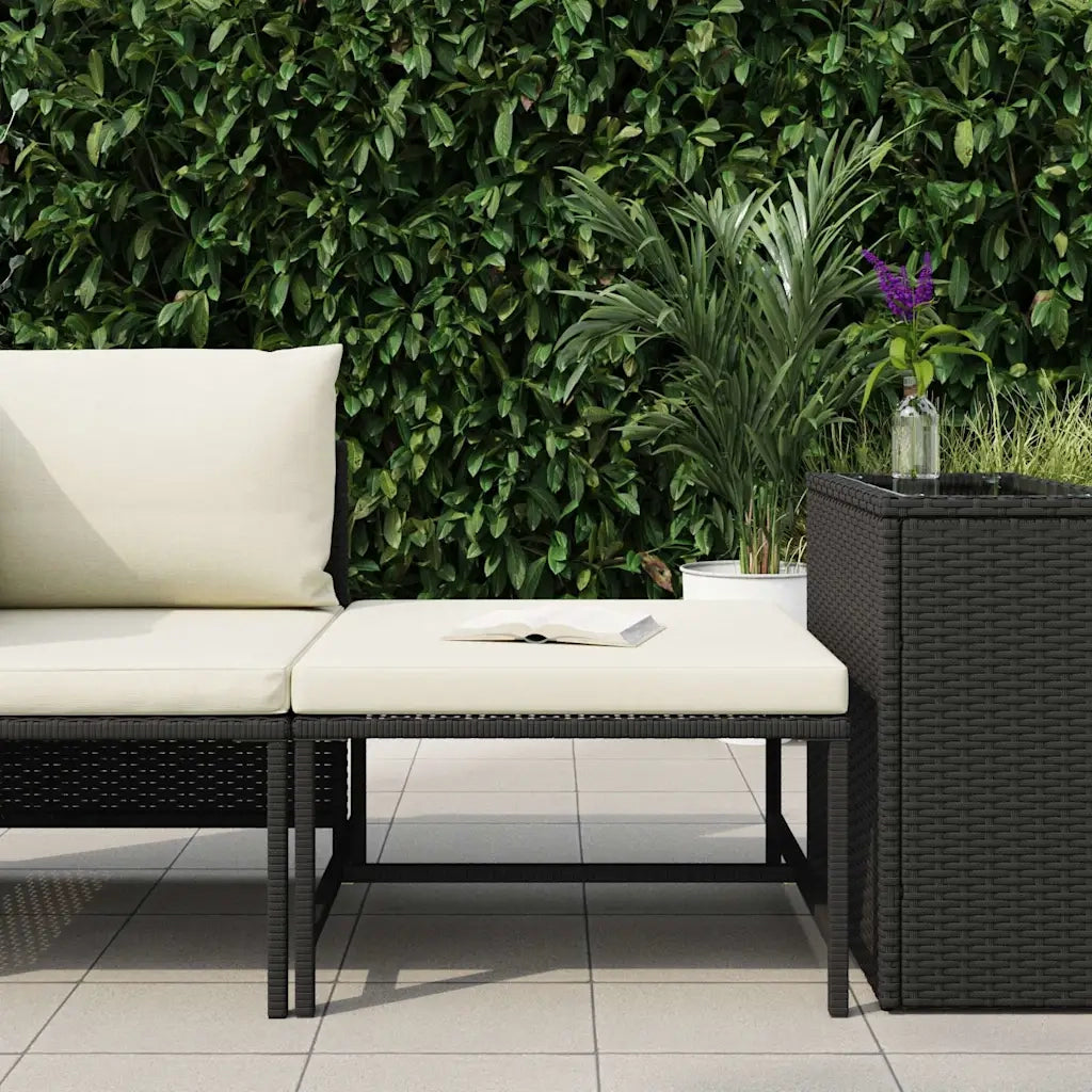 Sedia da giardino-Poggiapiedi Modulare con Cuscino in Polyrattan Nero