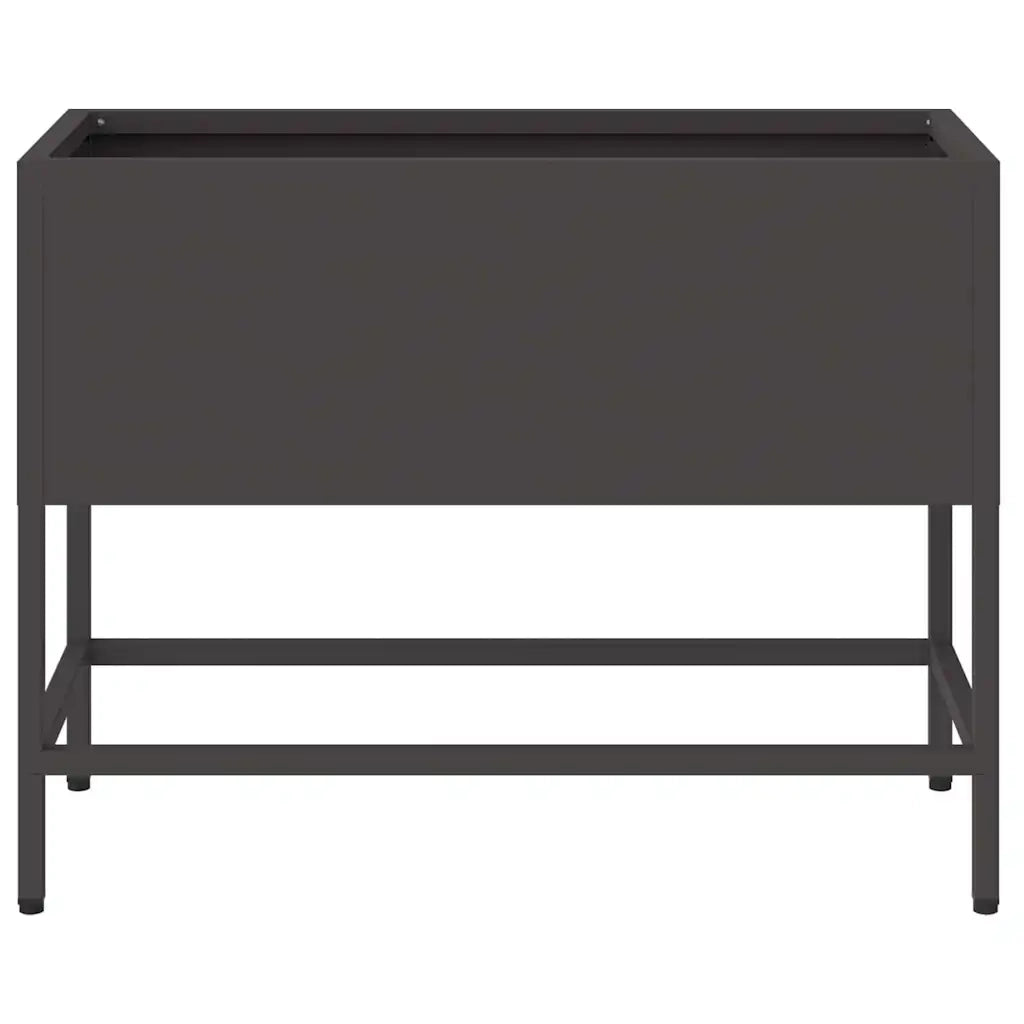 Fioriera rialzata moderna per giardino 60 x 26 x 45 cm stile di tendenza acciaio nero 02_0052095