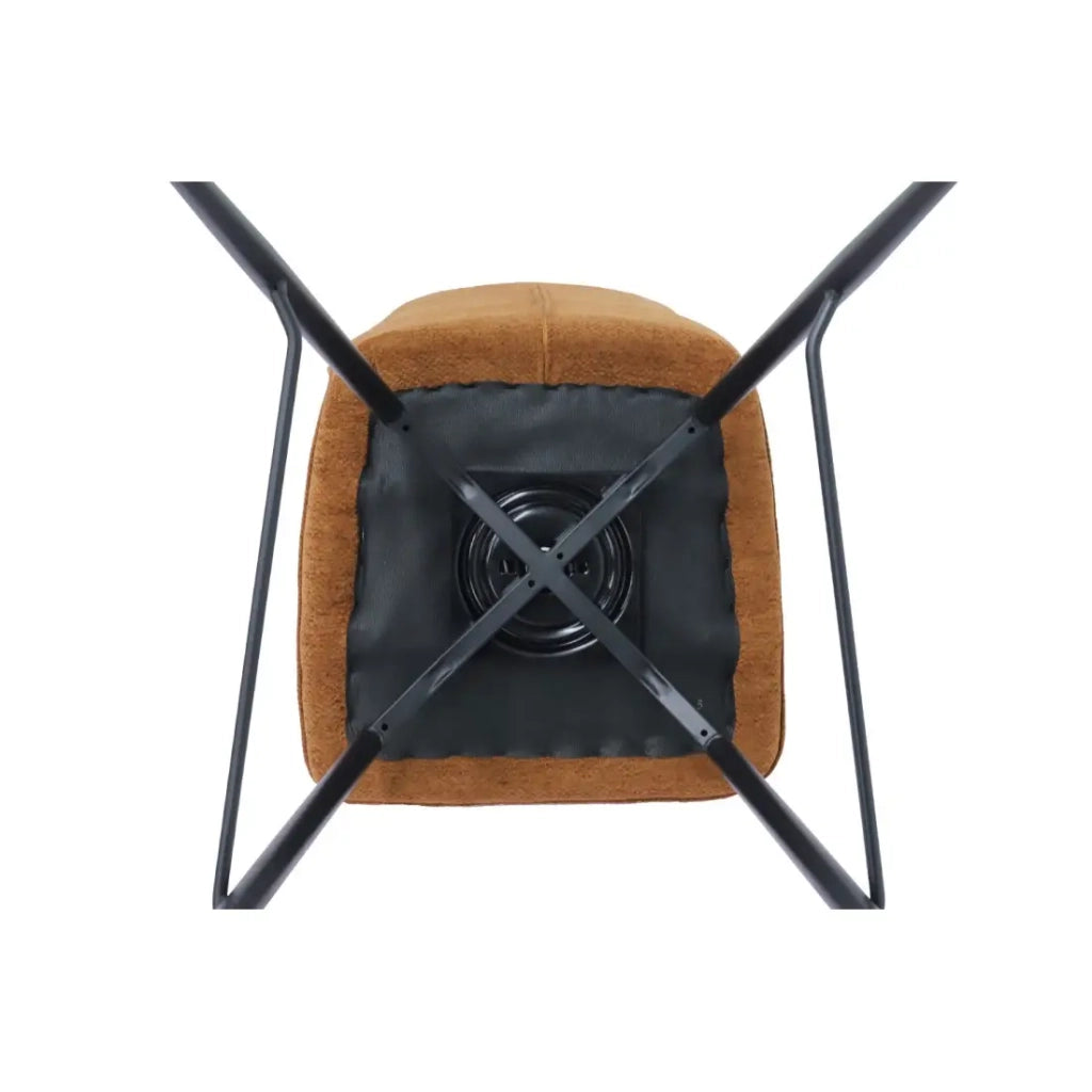 Sedia da banco girevole CROFT – Tessuto marrone ruggine – Gambe in metallo nero – Altezza 103 cm – Stile design/industriale