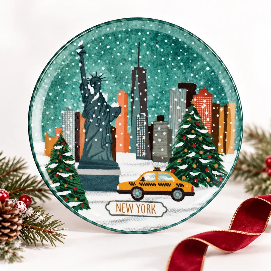 Piatto Panettone Xmas Postcard New York 29 cm Tognana