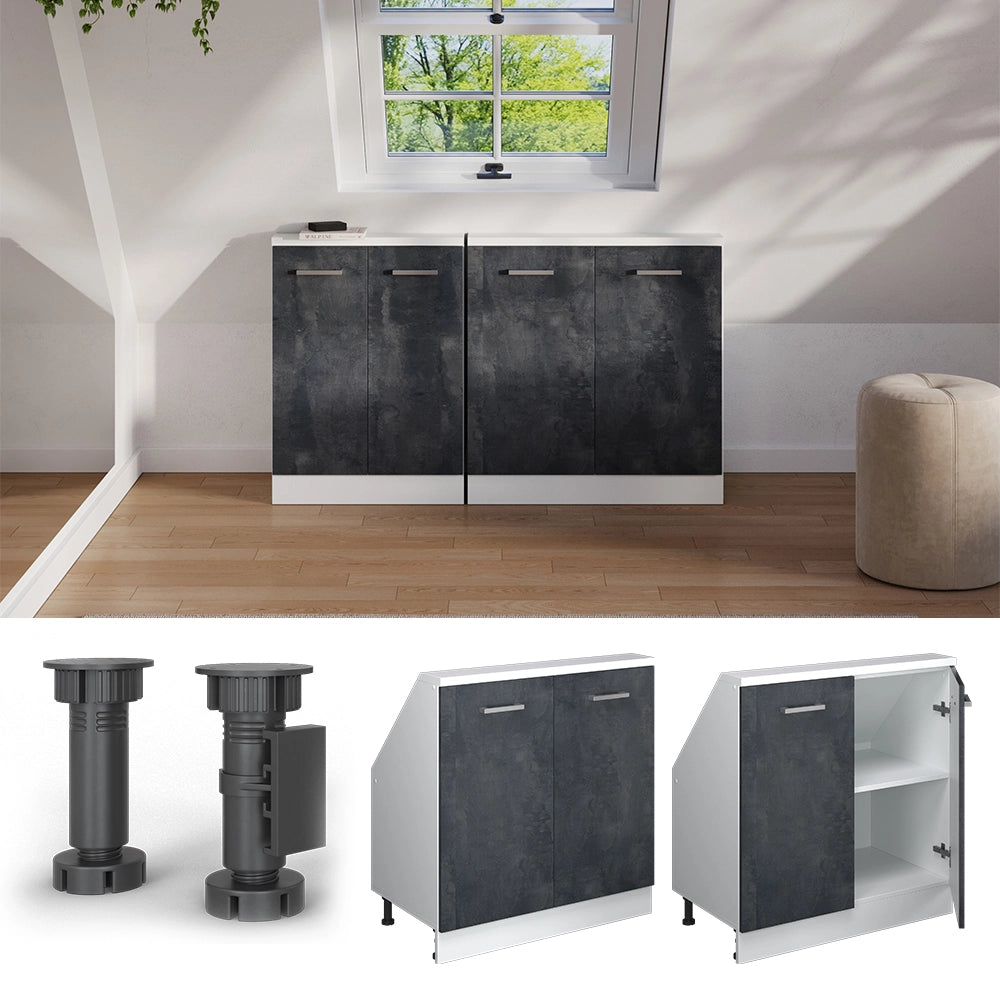 Mobile sottotetto Rion Calce nera/Bianco con 2 porte Vicco