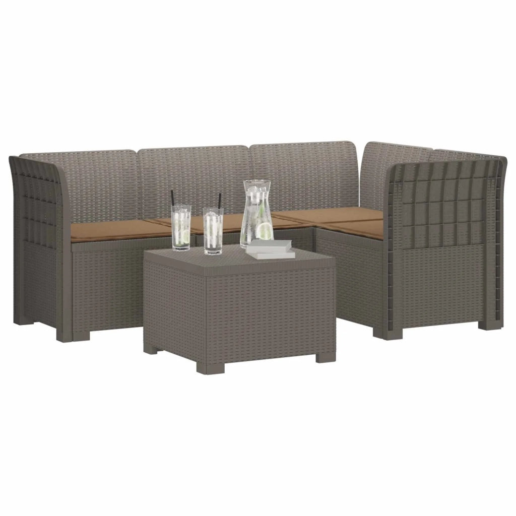 Divano da giardino 4 posti con cuscini aspetto rattan PP 3444012