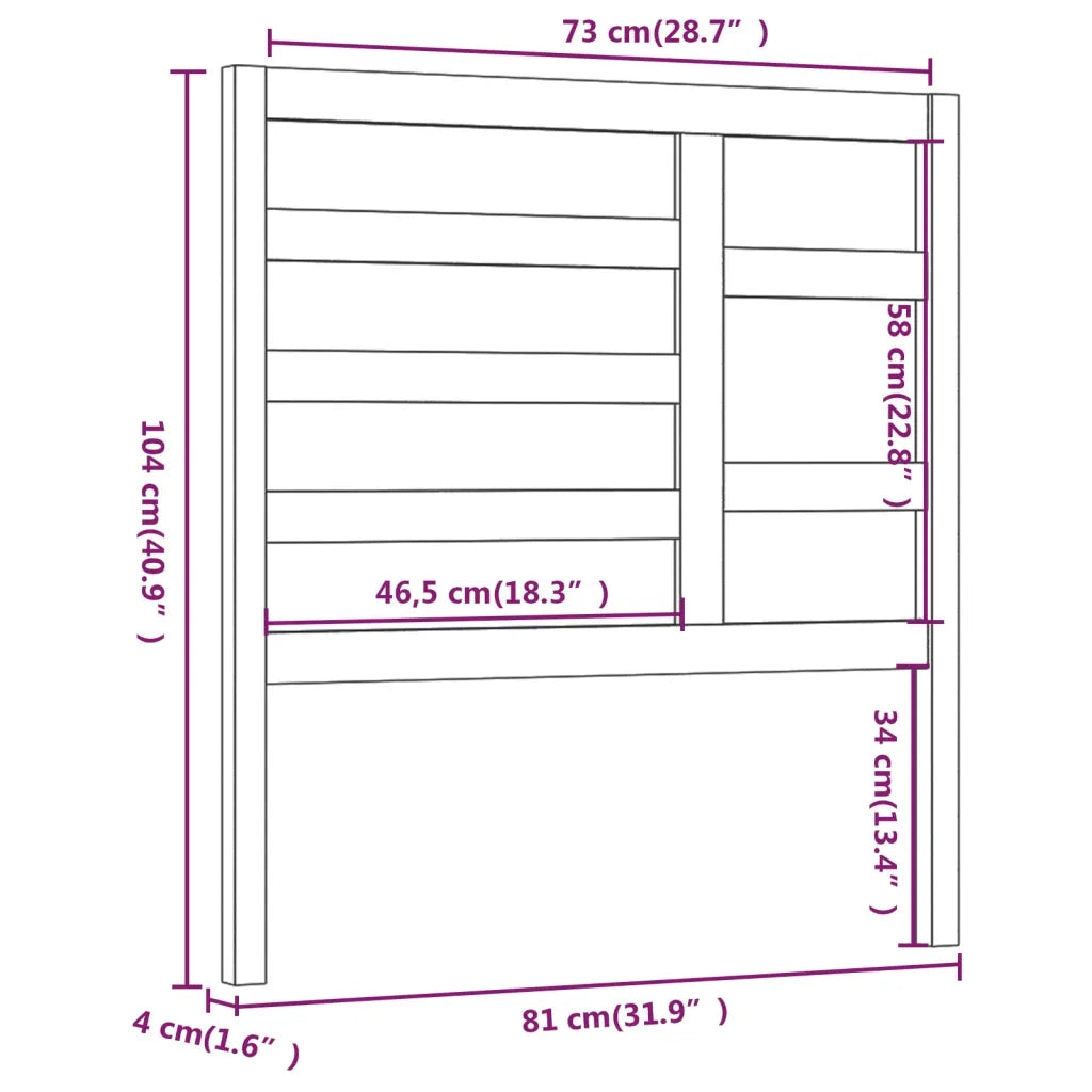 Testiera | Testata per Letto ambra 81x4x104 cm in Legno Massello di Pino