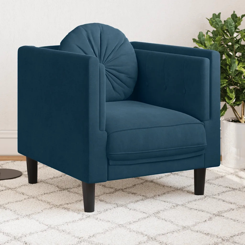 Divano Sedia-Poltrona con Cuscino Blu in Velluto