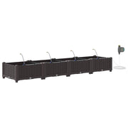 Set di 4 fioriere moderne con sistema di irrigazione da giardino 160 x 40 x 22 cm acciaio marrone 02_0058519