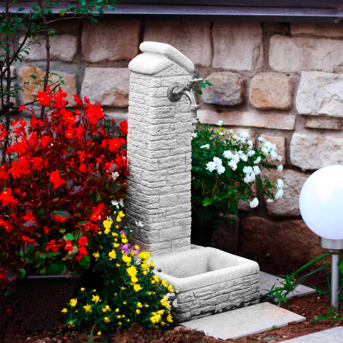 Fontana da Giardino Senza Rubinetto in Cemento Granulato di Marmo Zambla Grigio