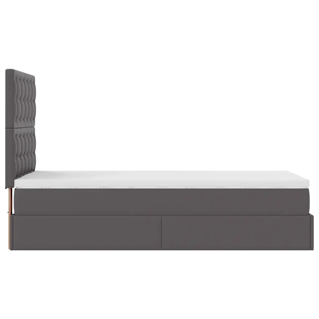 Letto Pouf con Materasso Grigio 90x190 cm Similpelle 3312979