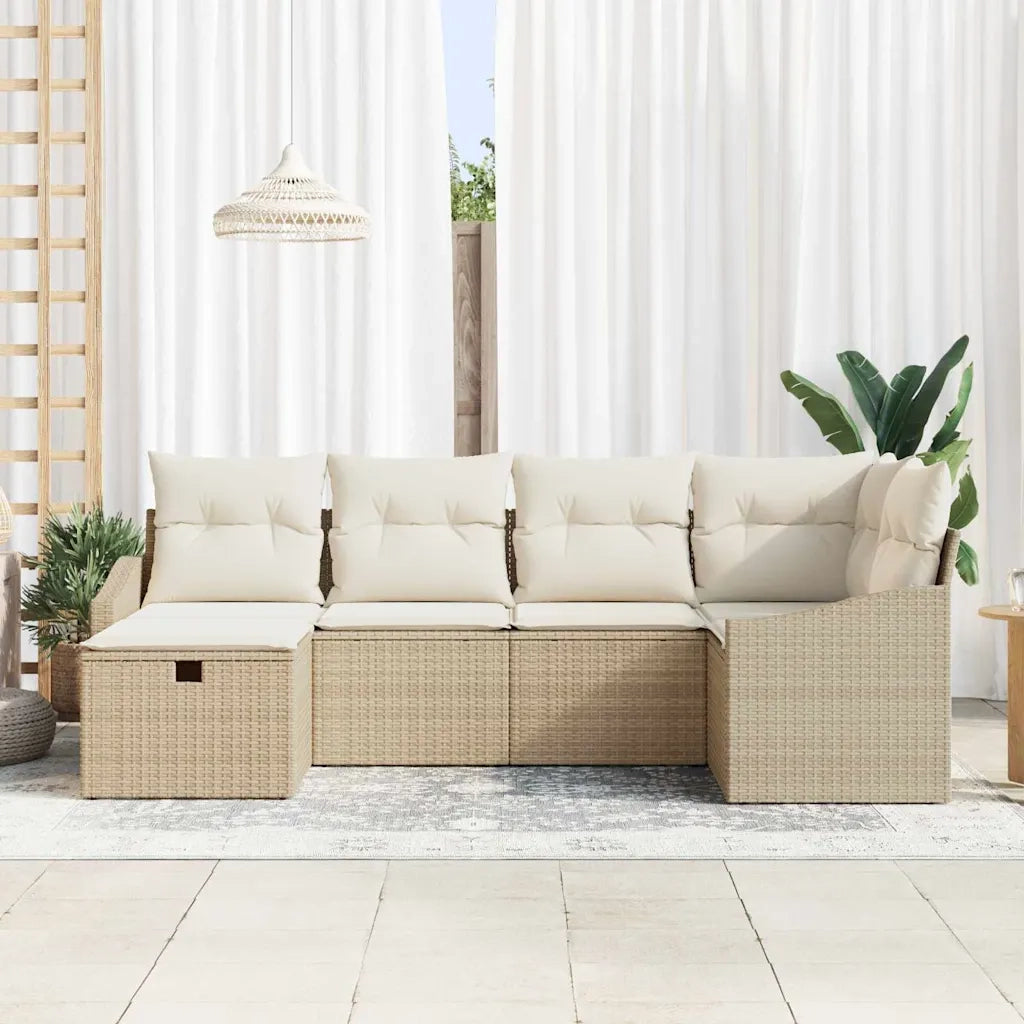 Set di divani con cuscino Beige e Crema polyrattan