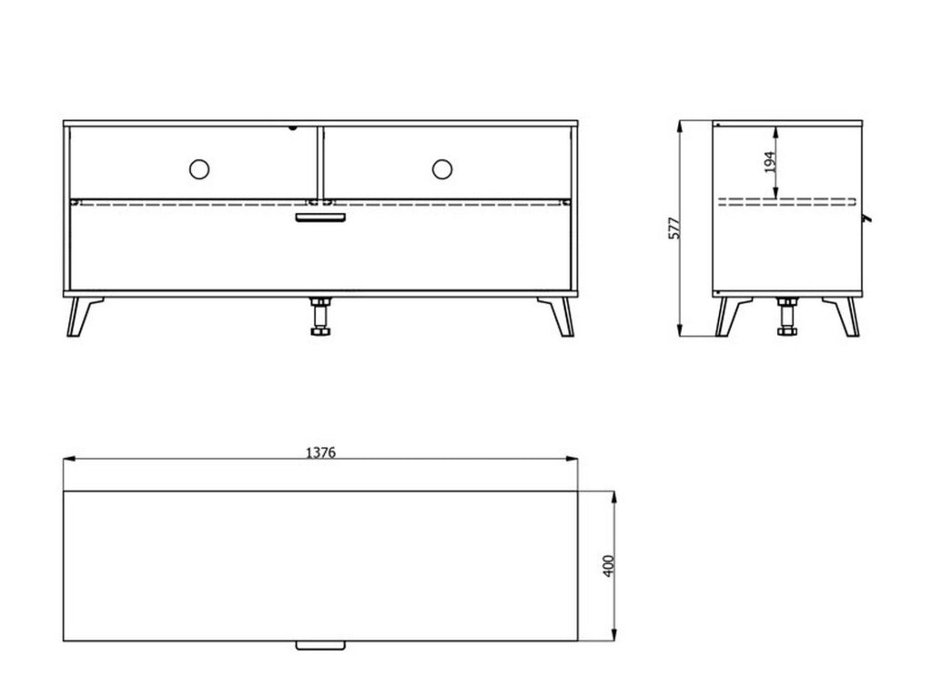 Platania, Mobile Porta tv 3 Ripiani, 137.5x40x57.5h cm Marrone Rovere Nodi