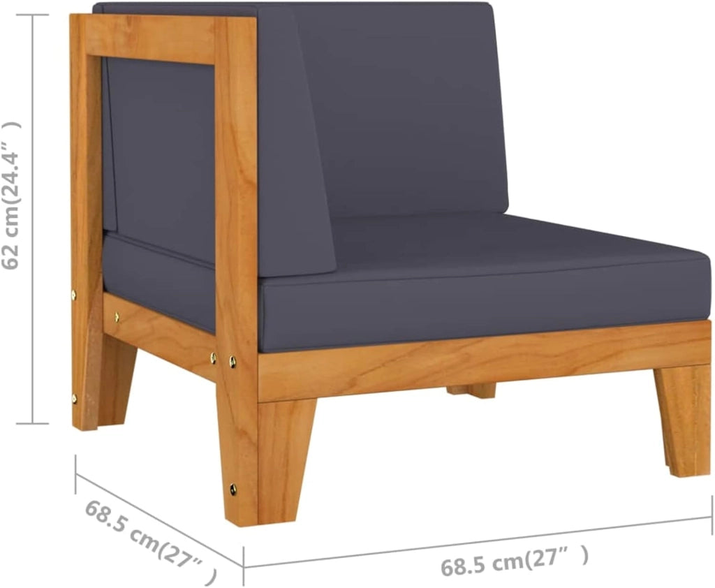 Set di mobili da giardino e cuscini, set da giardino, mobili da giardino, mobili da giardino, set da giardino, divano da giardino, terrazza, 3 pezzi in legno massello di acacia