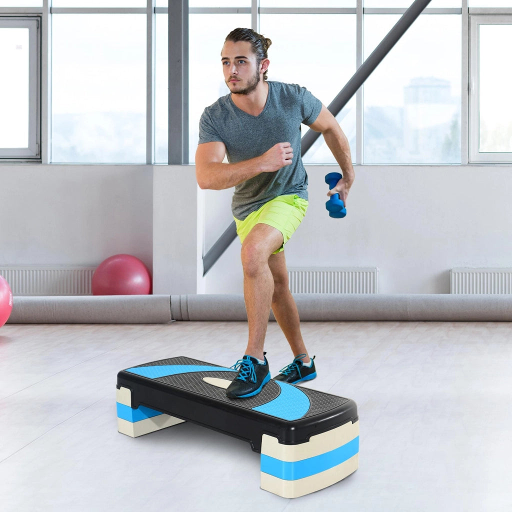 Step Aerobico Regolabile ¨C Xylo ¨C 3 Livelli 10/15/20 cm Antiscivolo Blu 80x31x20 cm