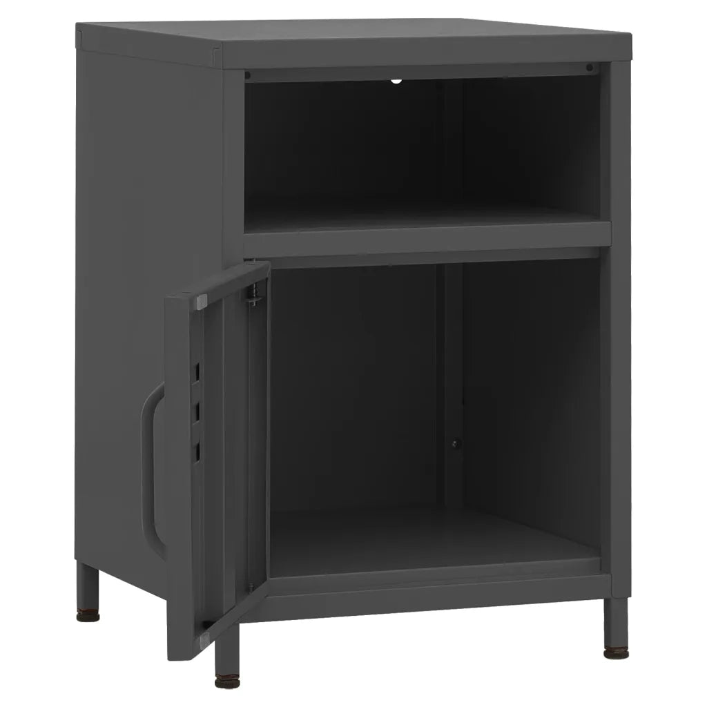 Comodino Antracite 35x35x51 cm in Acciaio 336222